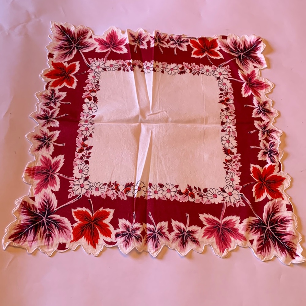 Vintage Fall Leaf Handkerchief